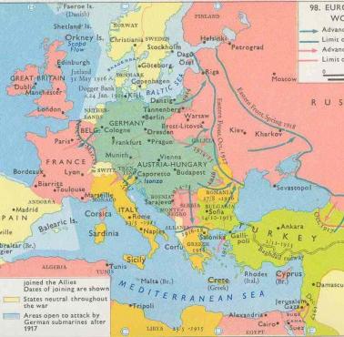 Europa podczas pierwszej wojny światowej 1914-1918