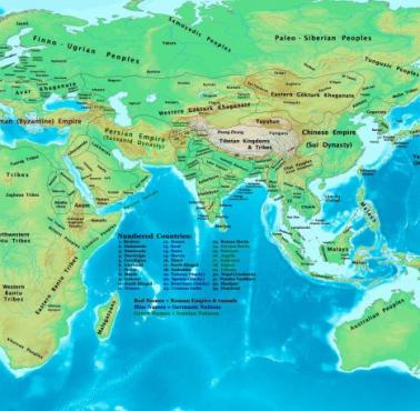 Mapa świata w 600 roku n.e.