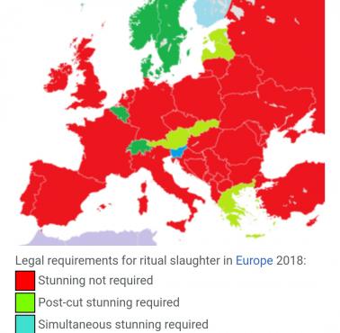 Uregulowania prawne związane z ubojem rytualnym w Europie, 2018