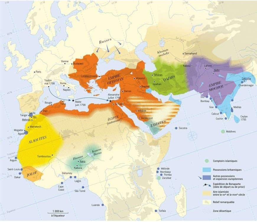 Imperia w Afryce, Bliskich Wschodzie i Azji Zachodniej w 1798 roku