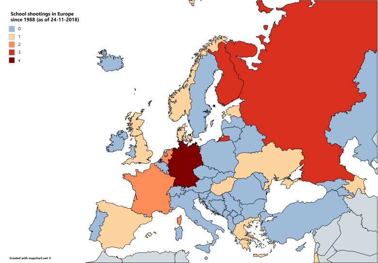 Strzelaniny w szkołach w Europie od 1988 roku