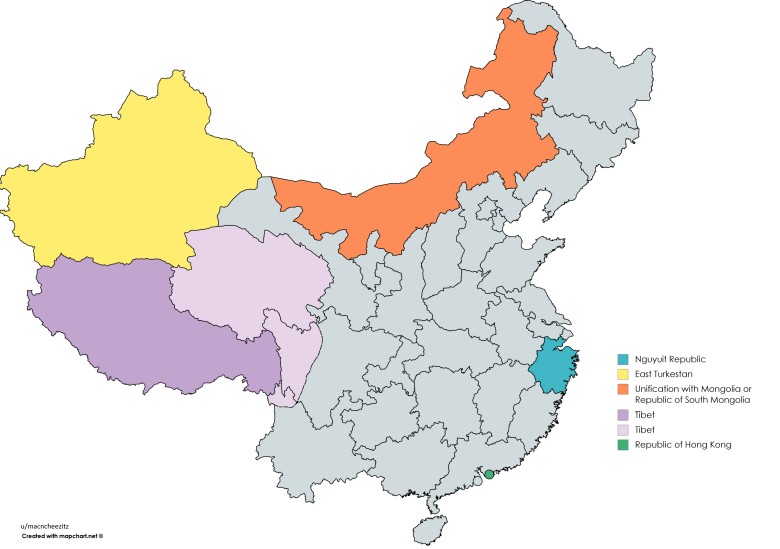 Ruchy niepodległościowe lub autonomiczne w Chinach, Wikipedia
