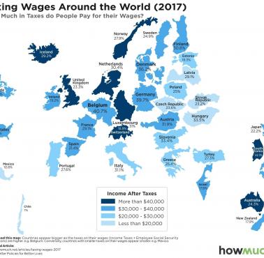 Podatek w pensji w Europie, 2017