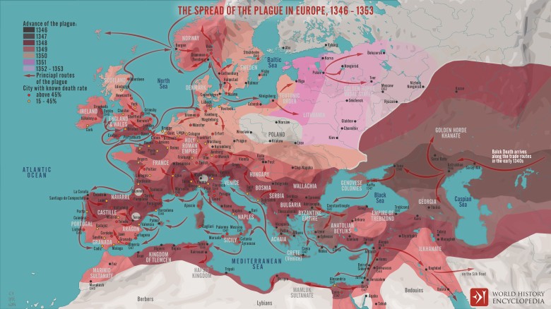 Rozprzestrzenianie się ospy w Europie, 1346-1353
