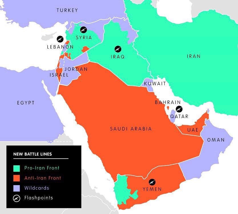 Strefy konfliktu na Bliskim Wschodzie między Iranem a Arabią Saudyjską