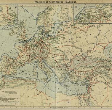 Mapa handlu średniowiecznego Europy, Afryki Północnej i Anatolii