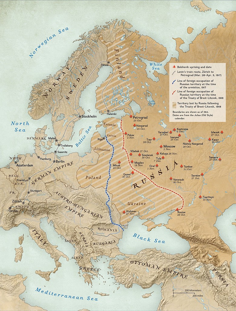 Mapa Rosji w 1914 r. z terytorium utraconym w latach 1914-1918