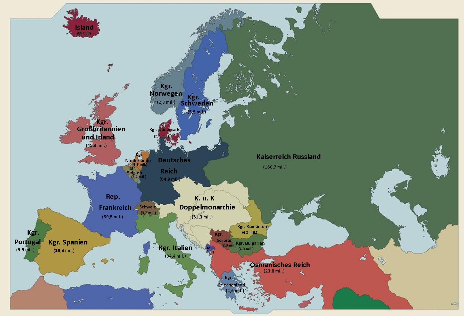 Mapa Europy 1910 Z Liczb Ludno ci