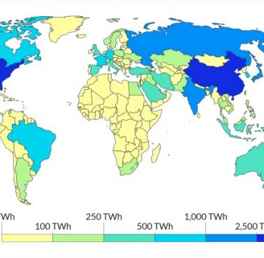 Produkcja energii elektrycznej w poszczególnych krajach w 2021 r.