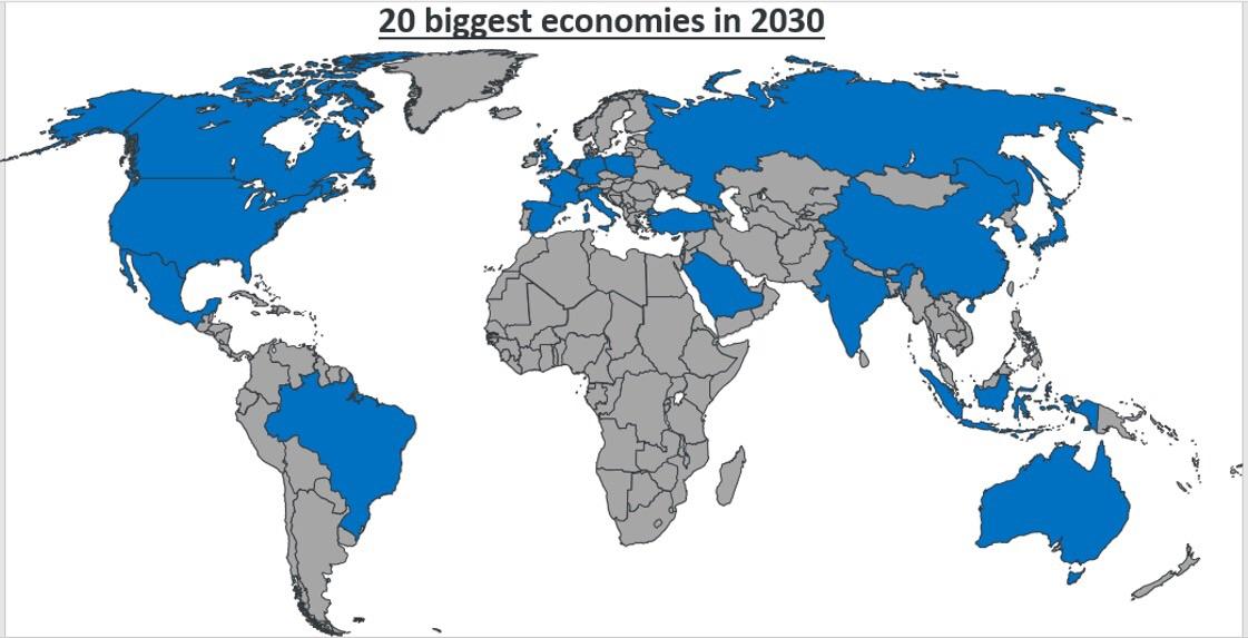 20 największych gospodarek w 2030 roku