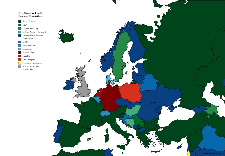 Zawartość pierwszego artykułu konstytucji w państwach europejskich