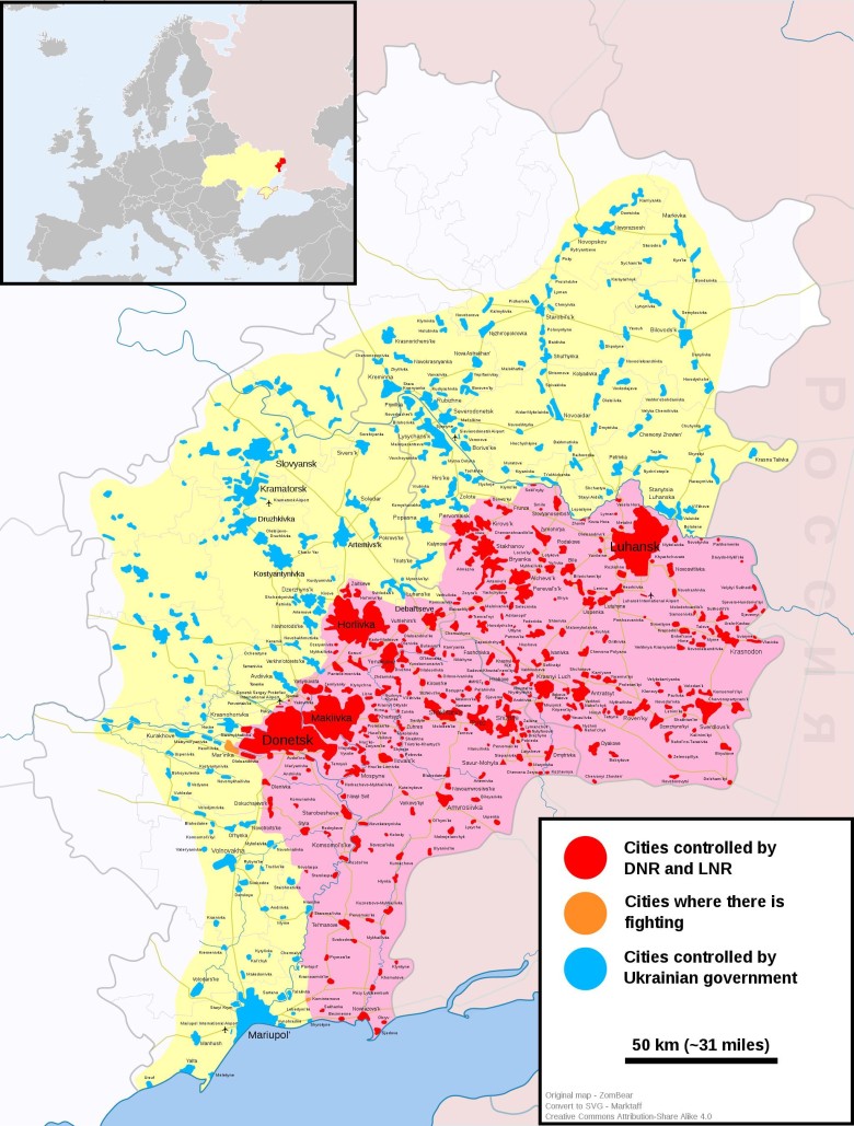 Terytoria okupowane na południowym wschodzie Ukrainy