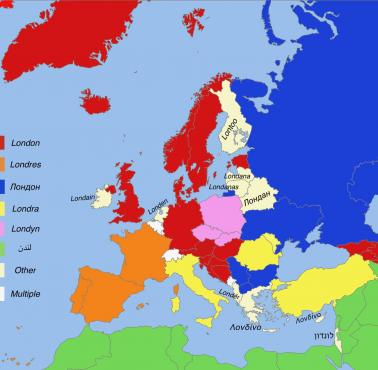 Londyn w różnych europejskich językach