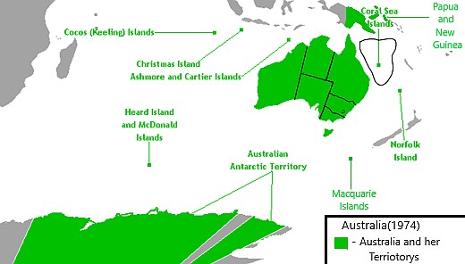 Australia i jej terytorium w 1974 roku