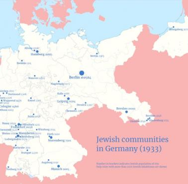 Największe społeczności żydowskie w Niemczech w 1933 roku