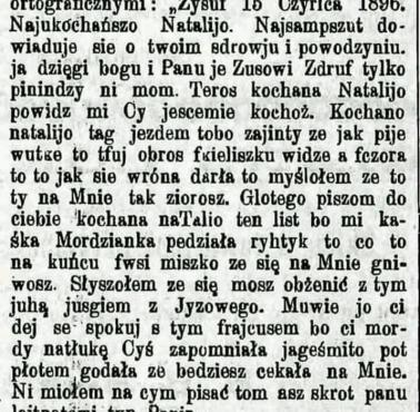 List pewnego żołnierza do narzeczonej Natalii, 1896