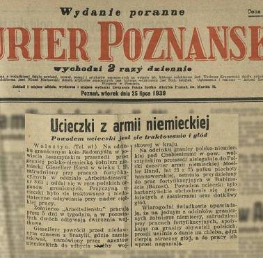 5.07.1939 Niemieccy żołnierze uciekają z armii i kierują się do Polski. Powodem tego jest panujący głód ...