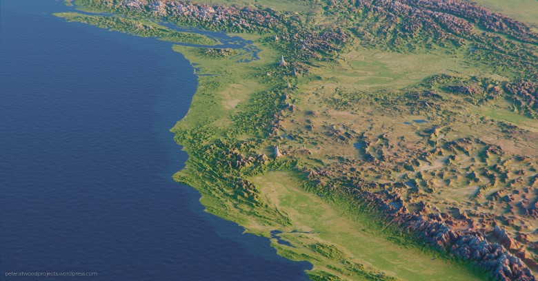 Reliefowa mapa Kalifornii