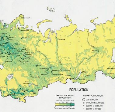 Mapa gęstości zaludnienia ZSRR, 1974