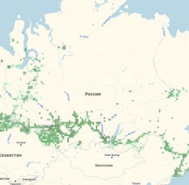 Mapa zasięgu telefonii komórkowej w Rosji