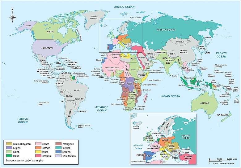 Mapa Europy przed wybuchem I wojny światowej