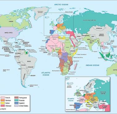Mapa Europy przed wybuchem I wojny światowej