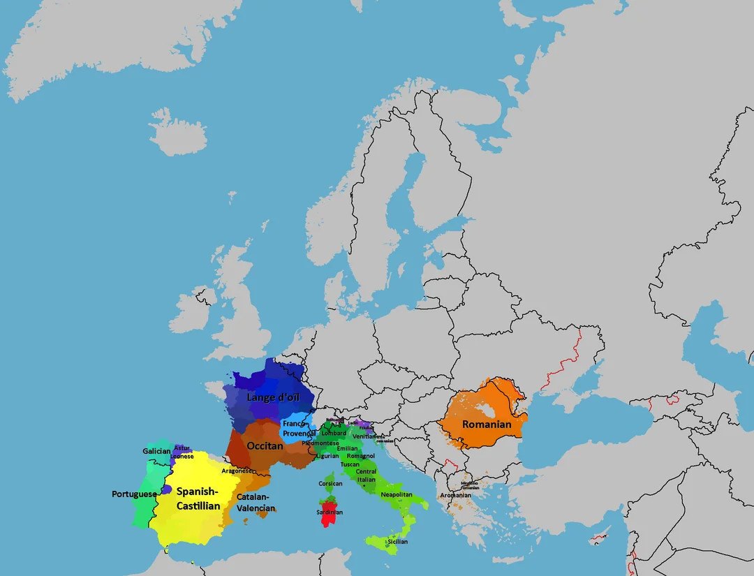 Języki romańskie (z dialektami) w Europie