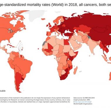 Globalne wskaźniki umieralności na raka, 2018