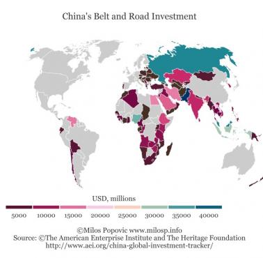 Najwięksi odbiorcy bezpośrednich chińskich inwestycji (większość to pożyczki)