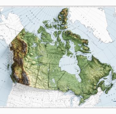 Reliefowa mapa Kanady