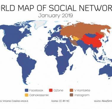 Dominujące media społecznościowe na świecie, 2019