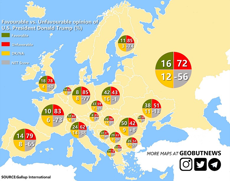 Pozytywna i niekorzystna ocena prezydenta USA Donalda Trumpa