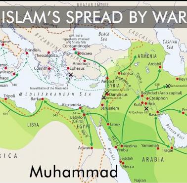 Wczesne podboje islamskie pod rządami Mahometa (622-632), kalifów Rashidun (632-661), kalifów Umajjadów (661-750)