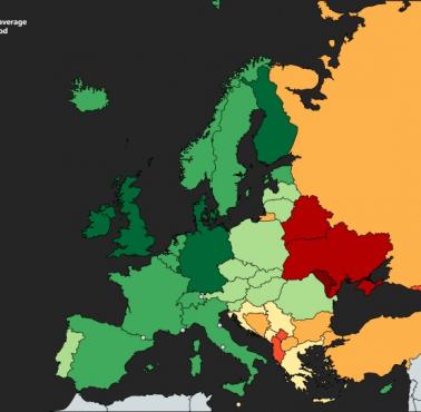 Procent średniej pensji wydanej na jedzenie w Europie