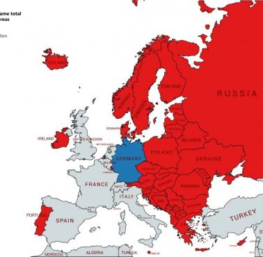 Obszar w kolorze niebieskim ma takie samo całkowite bogactwo co obszar czerwony