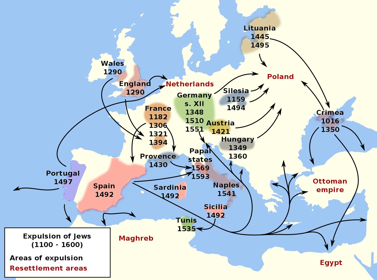 Wydalenie Żydów w Europie, 1100–1600