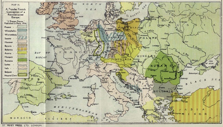 Francuski projekt zrekonstruowanej Europy po I wojnie światowej, opublikowany w Paryżu w 1916 roku