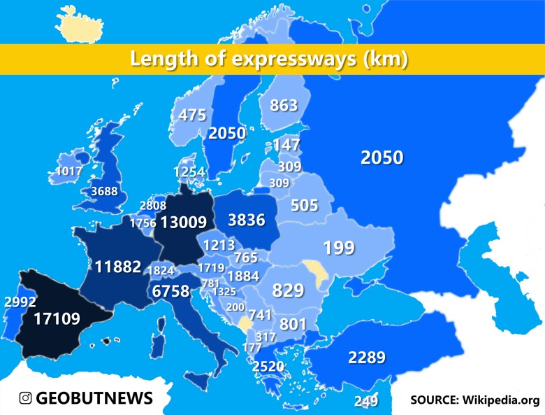 Długość dróg ekspresowych (km)