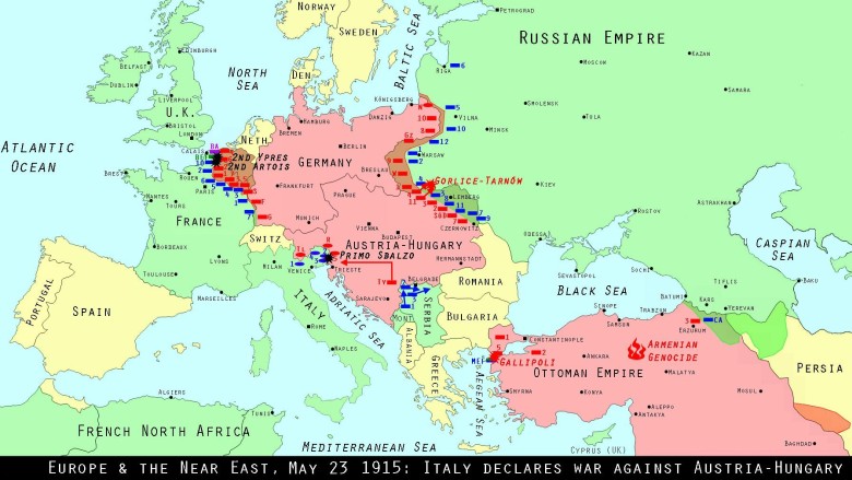 Sytuacja w Europie i na Bliskim Wschodzie, 23 maja 1915 r., Dzień, w którym Włochy przystąpiły do I wojny światowej
