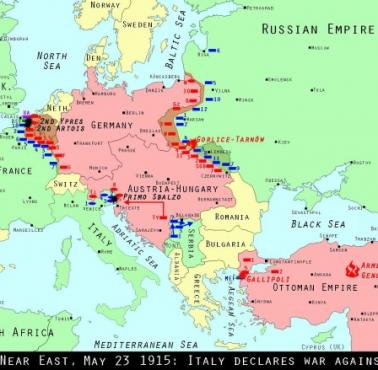 Sytuacja w Europie i na Bliskim Wschodzie, 23 maja 1915 r., Dzień, w którym Włochy przystąpiły do I wojny światowej