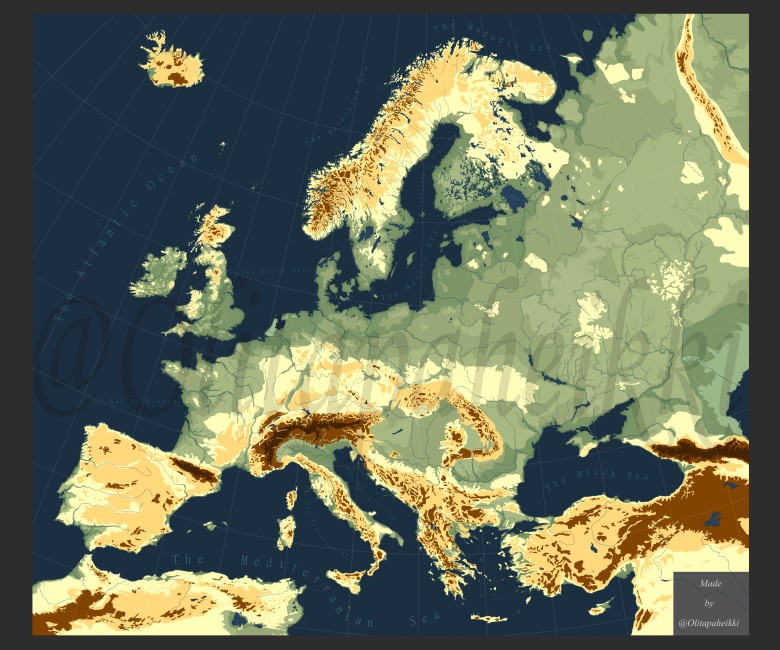 Hipsometryczna mapa Europy