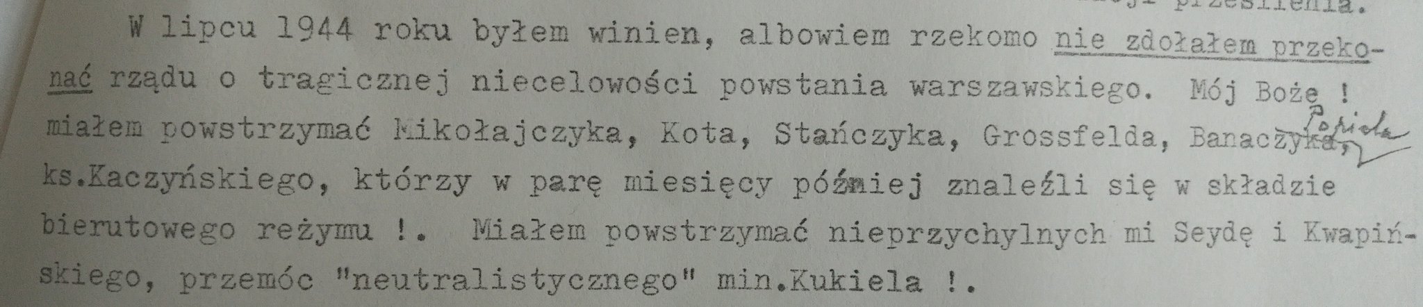 Gen. Kazimierz Sosnowski żartobliwie o swojej winie za wybuch Powstania ' 44  Archiwum Instytutu Piłsudskiego w NY