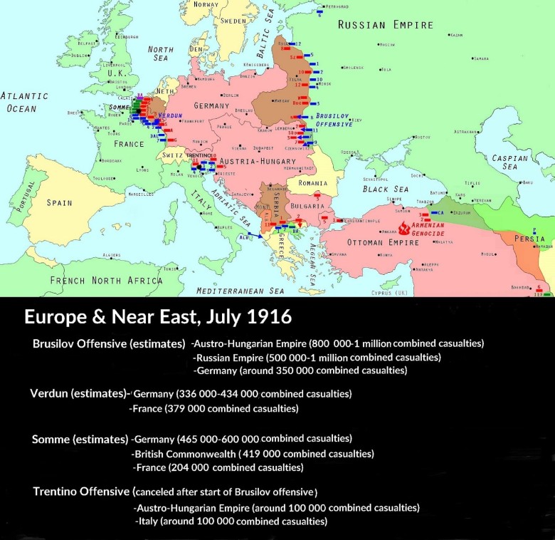 Mapa z I wojny światowej, 1916