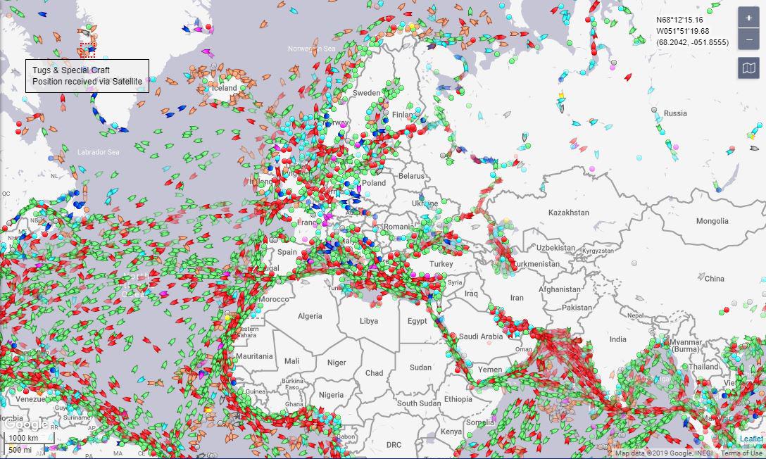 Mapa ruchu morskiego na żywo