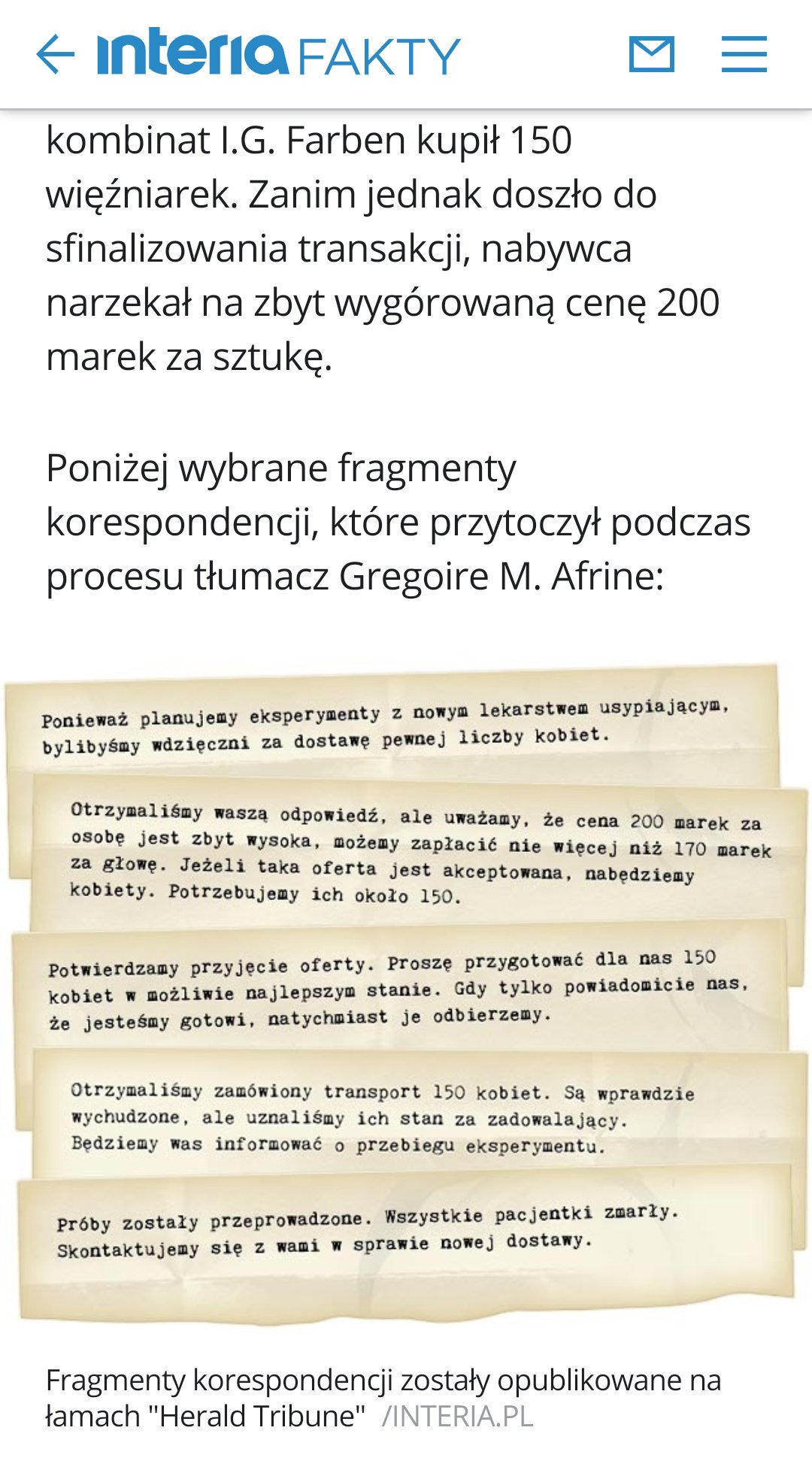 Kombinat I.G. Farben (obecnie Agfa, BASF, Bayer) kupił 150 więźniarek ...