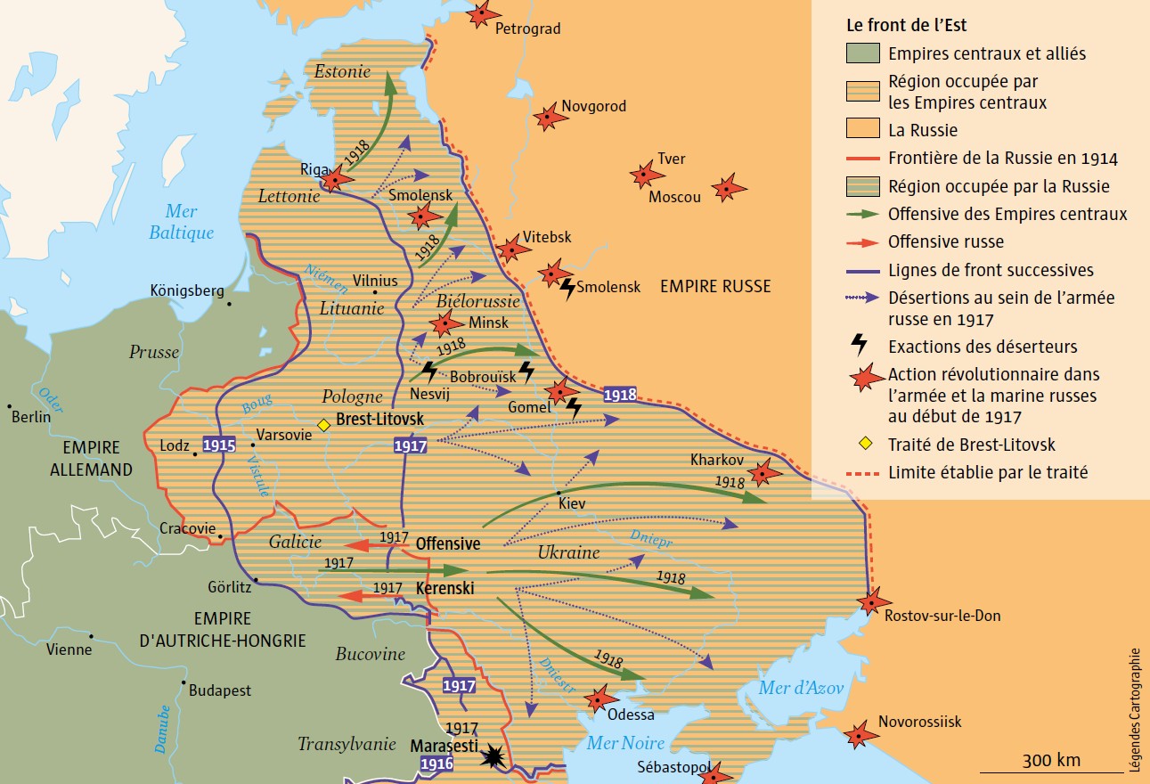 Francuska mapa frontu wschodniego I wojny światowej, 1917-18