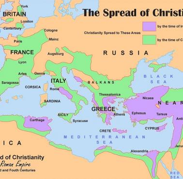 Rozprzestrzenianie się chrześcijaństwa w czasach Ireneusza (185 ne / ne) do Konstantyna (325 ne / ne) w Cesarstwie Rzymskim