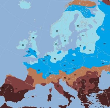 Odsetek jasnych oczu w Europie