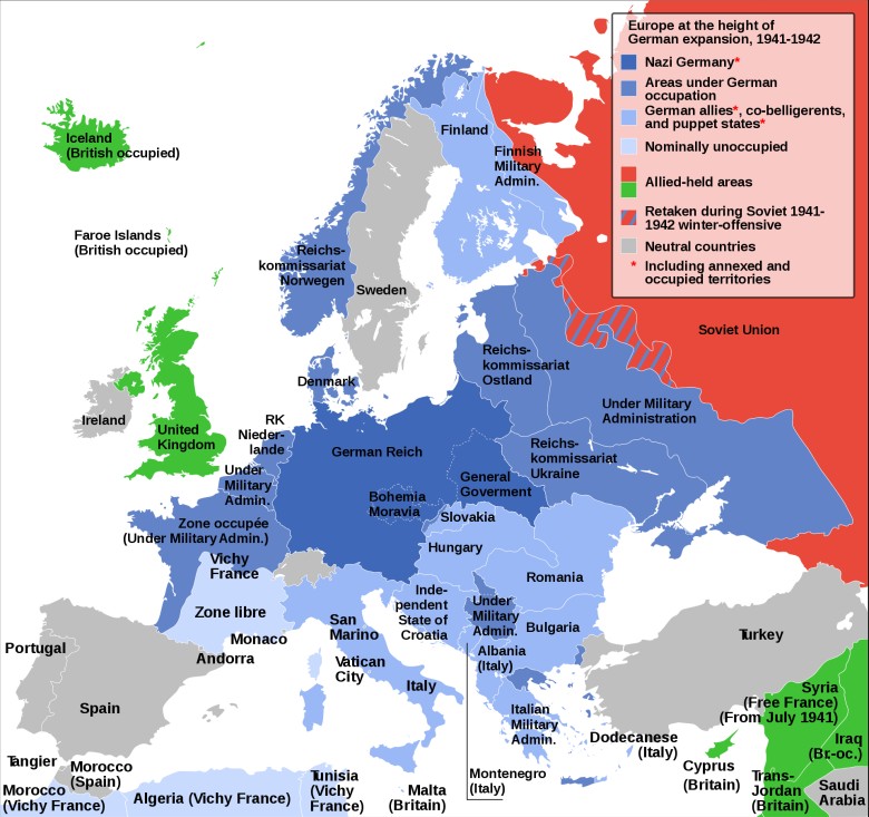 Europa u szczytu ekspansji nazistowskich Niemiec, 1941–42