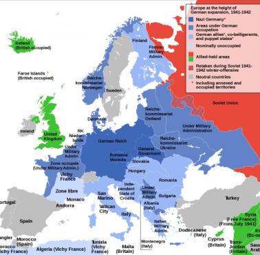 Europa u szczytu ekspansji nazistowskich Niemiec, 1941–42